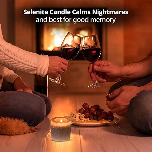 Miniatura 5 de Himalayan Glow Portavelas de cristal de selenita, velas de té, cristales y piedras curativas, Reiki, chakras, candelabro decorativo para curación y