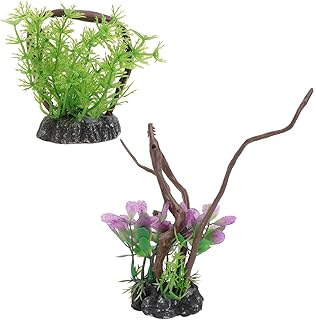 generic 2 Peças De Plantas Ornamento Ornamento Artificial Planta Aquática Decoração De Aquário Simulada Água Flutuante Madeira Peixinho Dourado Decorações De Grama Esconde Diversos