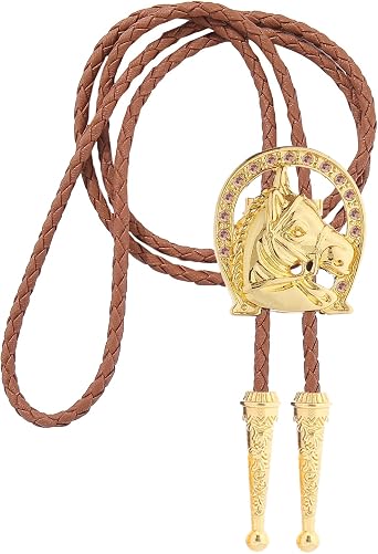 Jeilwiy Horseshoe Bolo Tie for Men Rhinestone Bucking Horse Bolo Tie Women Western Bolero Tie Cowboy Neckties