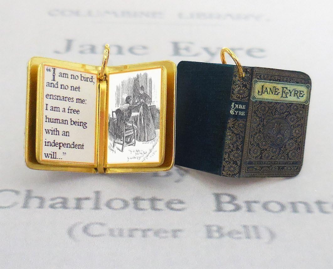 Jane Eyre by Charlotte Bronte - Miniature Book Charm Quote Pendant - for charm bracelet or on necklace