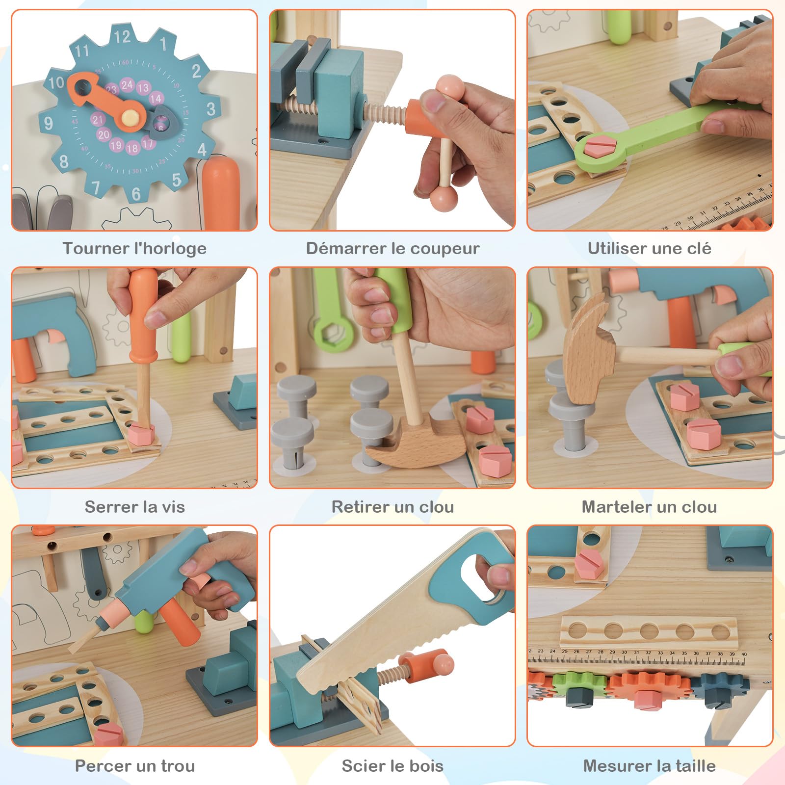 GOPLUS - Juguete de banco para niños, juego de imitación con 53 piezas, accesorios multicolor, banco de madera con estante de almacenamiento, juguete educativo para niños y niñas de 3 años