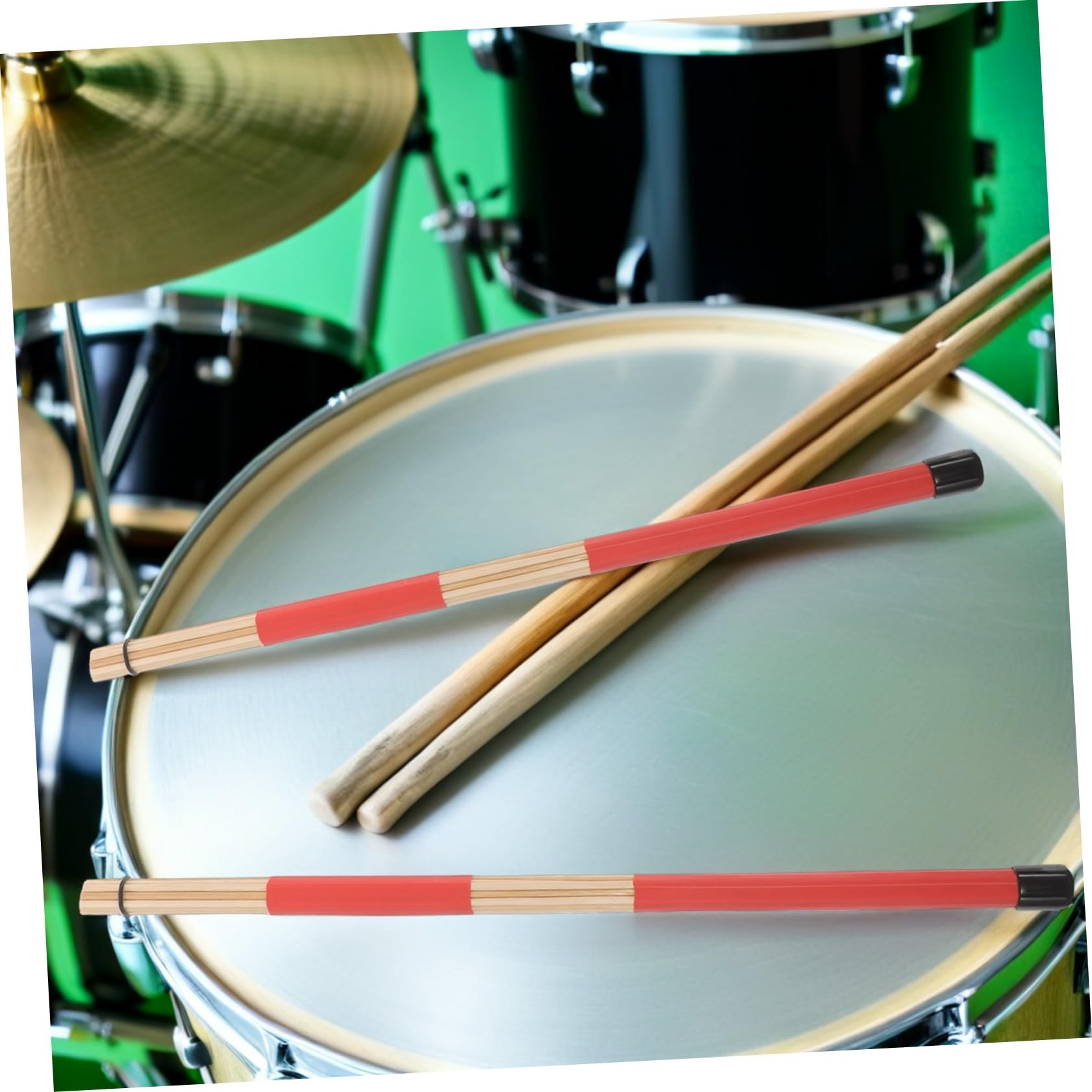 Kit de Baquetas para Batería con Funda Roja Antideslizante y Accesorios de Nylon y Madera, Adecuado para Músicos Profesionales y Principiantes en Jazz y Blues