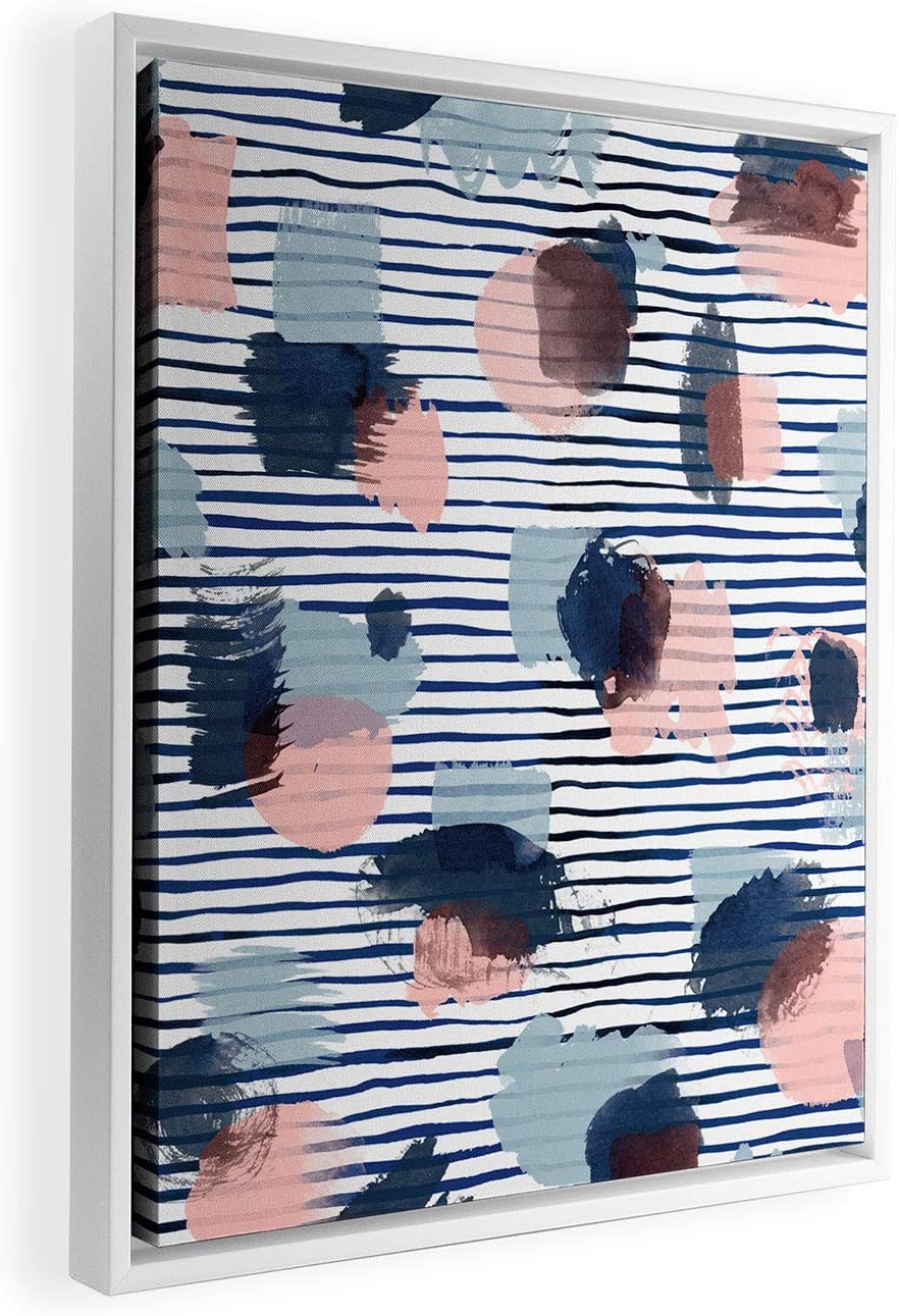 Deny Designs Ninola Designs Graphic Thoughts White Framed Art Canvas, 16" x 20", Blue