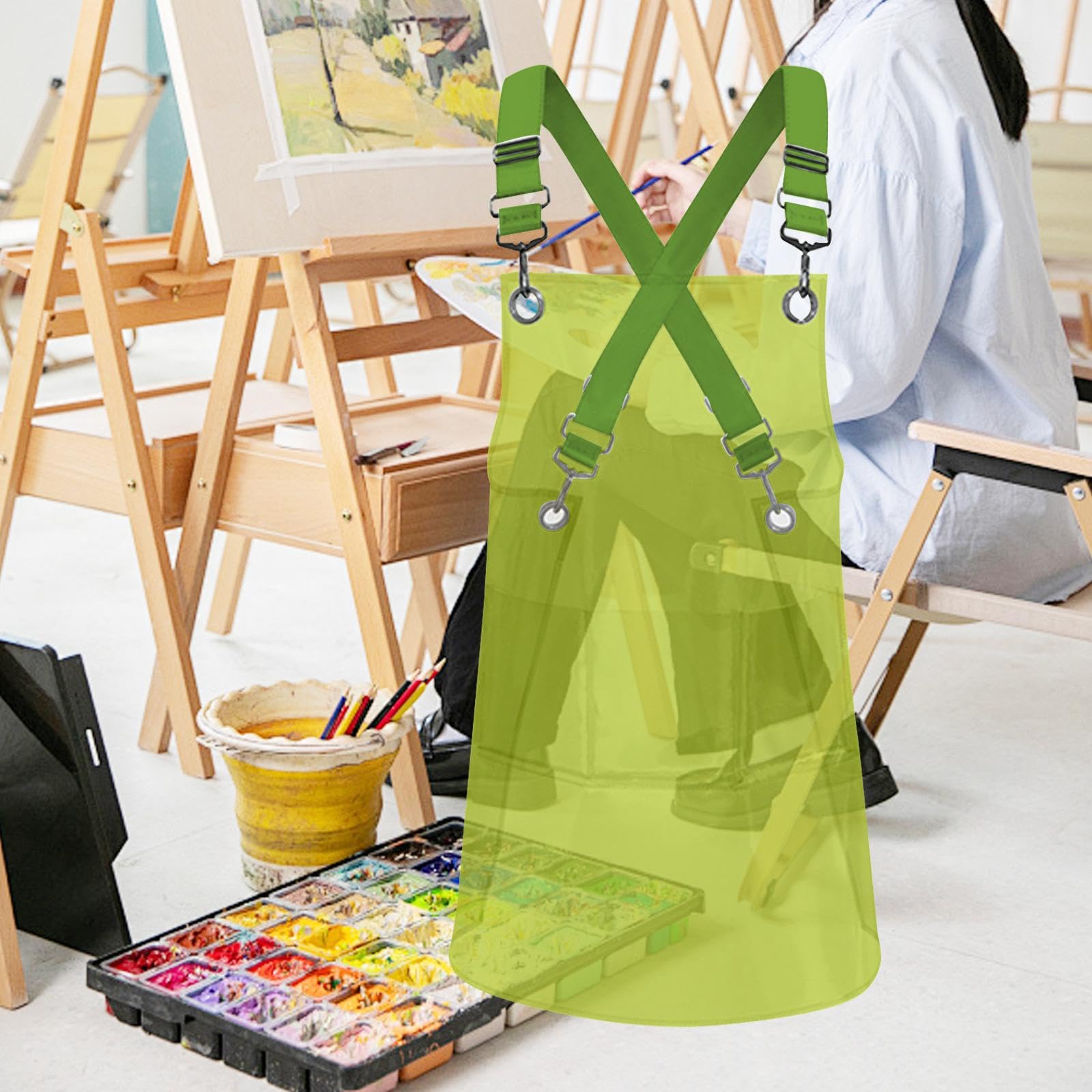 Rockible Transparent Waterproof TPU Apron - Unisex Adjustable Bib Apron for Cooking, Kitchen, Chefs, Work, Cosmetology, Coffee Shop, Painting, Hairdressing - Image 3