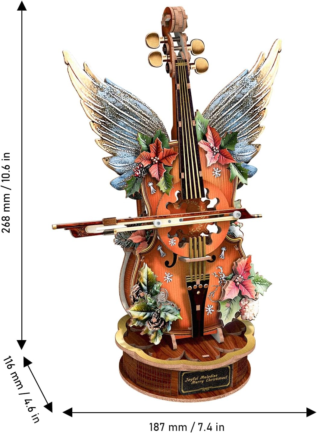 3D Puzzles for Adults, Wooden Music Boxes-Cello, Model Kits for Adults, DIY Wooden Model Building Set, Music Box Building Kit Desk Gift for Men Women Hobby for Adult(Holly)