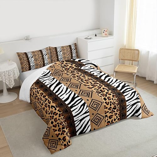 Miniatura 160 de Castle Fairy Juego de ropa de cama con estampado de cebra, tamaño matrimonial, juego de edredón de animales de África y vida silvestre, juego