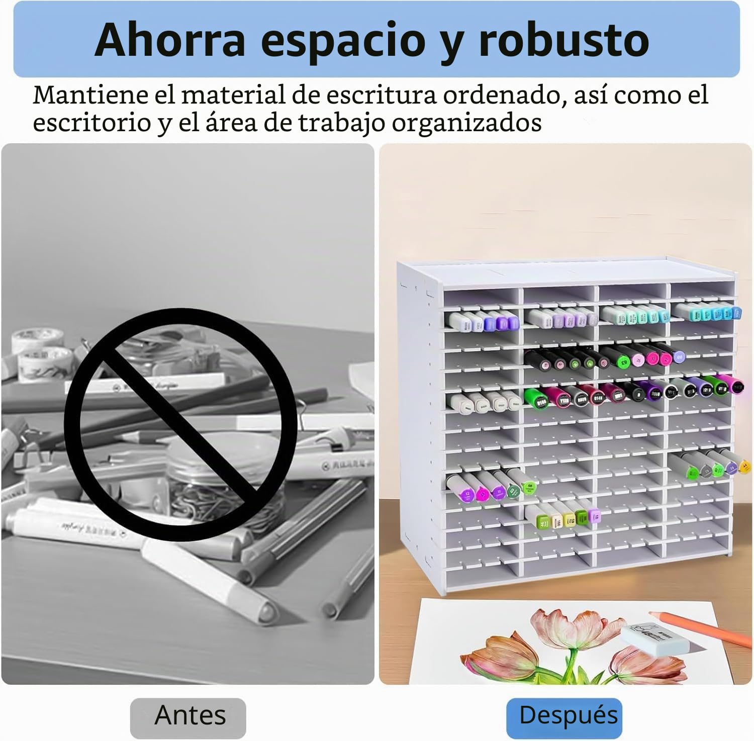 Organizador de 240 bolígrafos, escritorio, soporte para bolígrafos para escritorio, lápices de colores, rotuladores, pequeños artistas, tocador, caja de madera para hogar, oficina, escuela