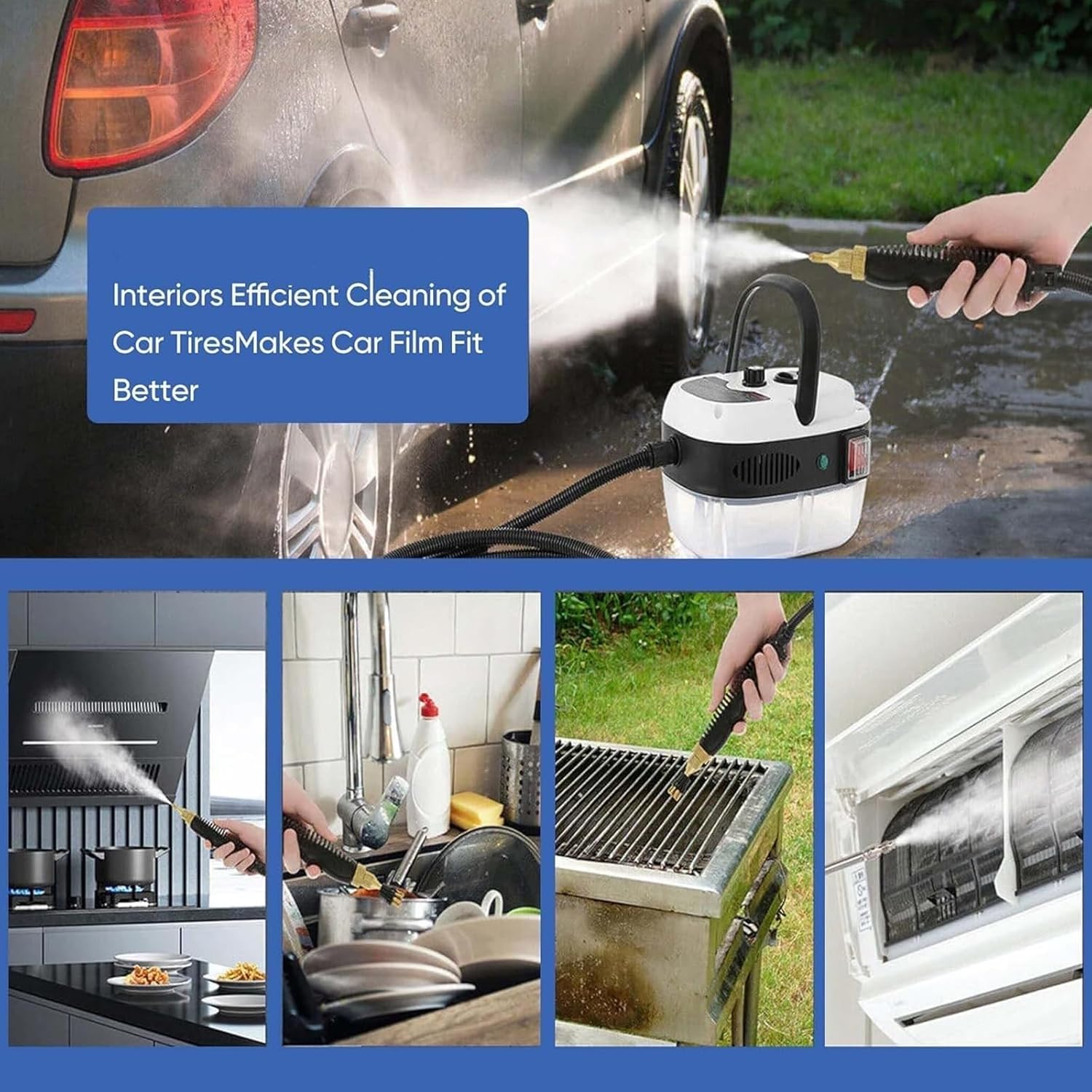 Versora Pro Car Steam Cleaner 2500w High-Temp Portable Machine, Handheld High-Temp Pressurized Steam Cleaner, Steamer for Home, Car Detailing (Red)