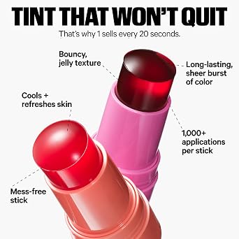 Milk Makeup Cooling Water Jelly Tint Long-Lasting Sheer Lip + Cheek Stain with Firming Vegan Collagen + Hydrating Aloe Transfer Proof, Buildable Lip Tint + Blush