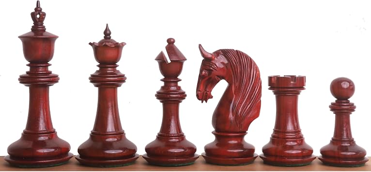 Royal Chess Mall- 4.6 Bath Luxury Staunton Chess Pieces Only Set - Bud Rosewood - Triple Weight