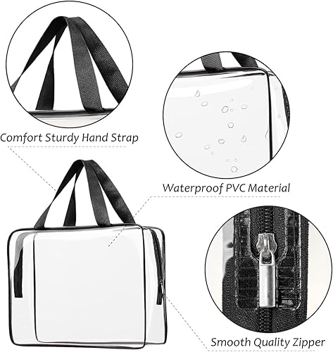 Miniatura 6 de 6 bolsas de cosméticos transparentes, aprobadas por la TSA, juego de bolsas de aseo transparentes para viajes, playa, bolsa de organización de