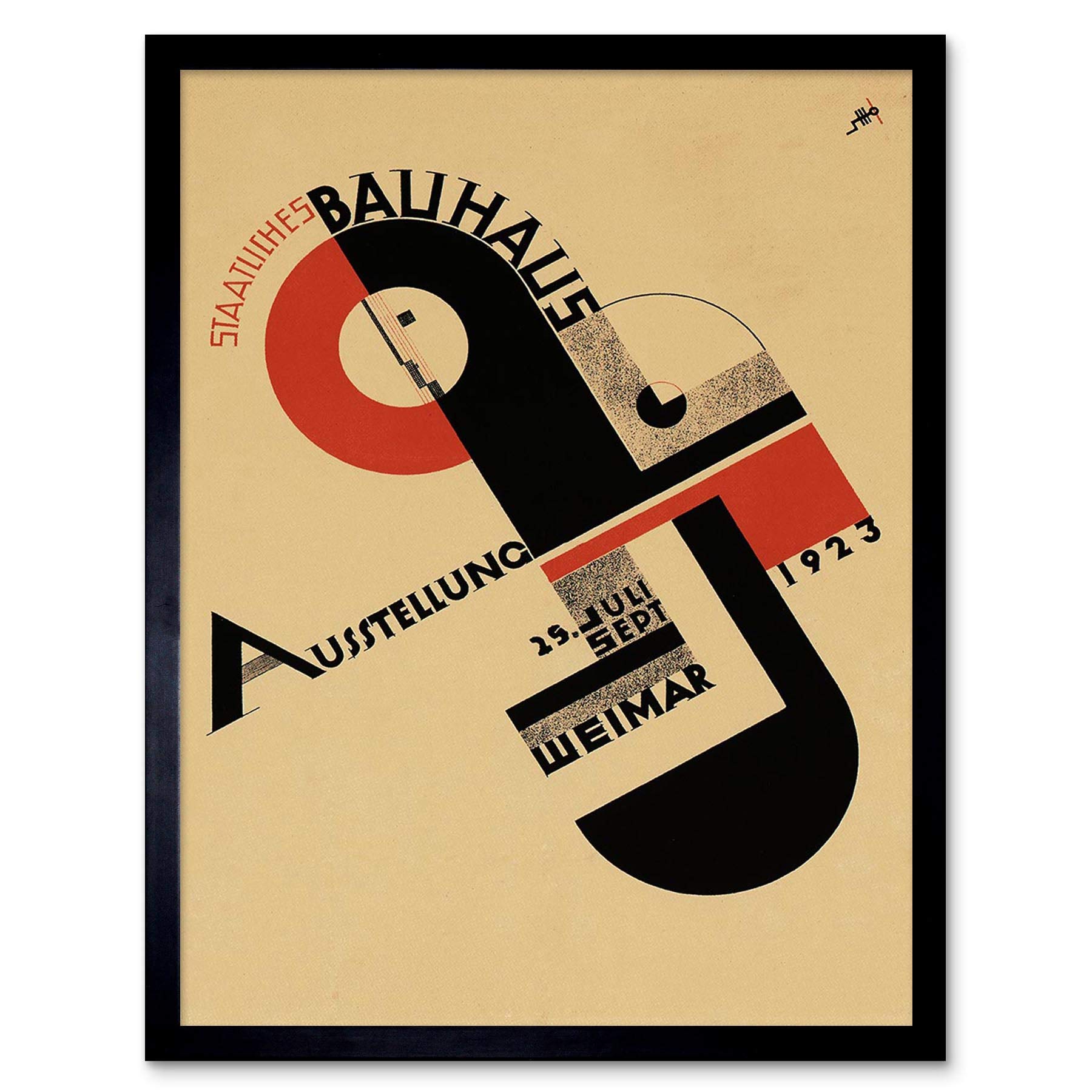 Artery8 Framed Art Print - Bauhaus Weimar Icon Germany Vintage Retro - Beige - W12" x H16"