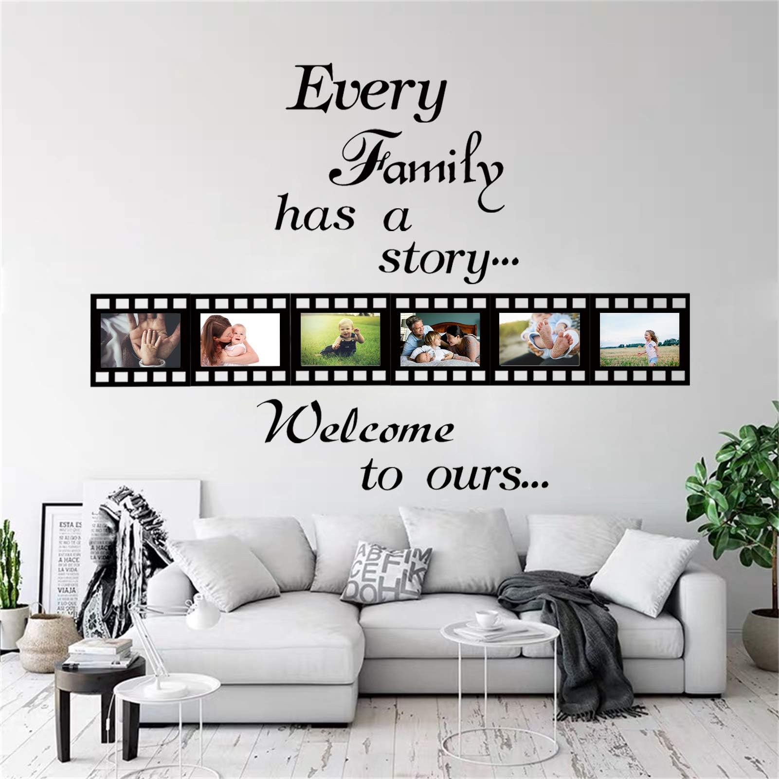 Liyaoli Every Family Has A Story,Family Wall Stickers Contains 6 Pcs 4X6In Picture Frame,Wall For Living Room Inspirational Quotes