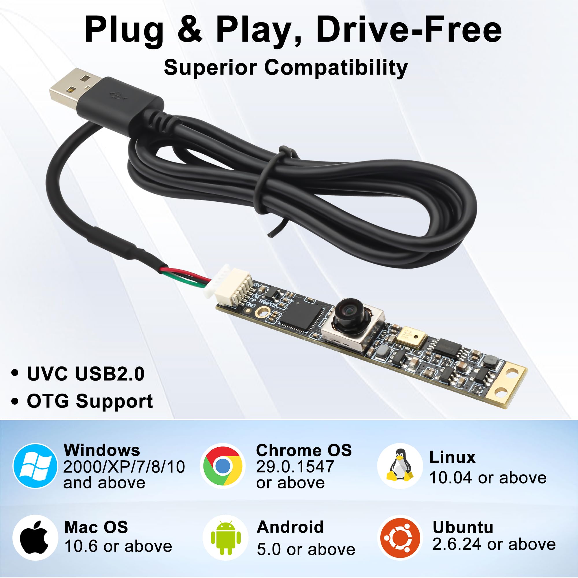 Svpro 16MP Autofokus USB Kameramodul Mit Mikrofon für Computer - HD UVC USB Kamera 2X Digitalzoom, Lightburm Video Modul, Lasergravur Webcam Board
