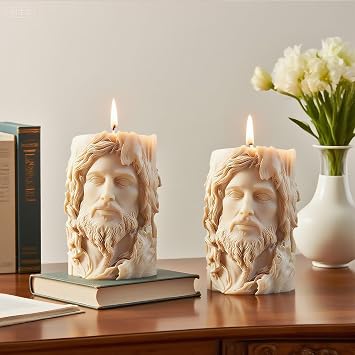 3D Jesus Cylinder Candle Mold, Nativity Scene Resin Casting Silicone Molds