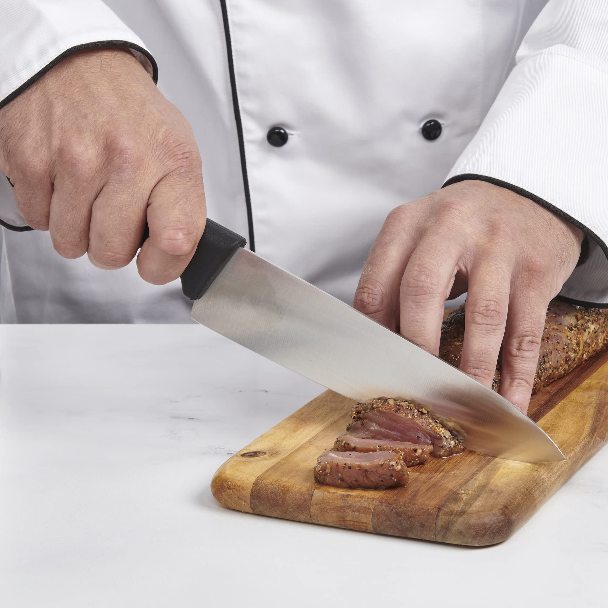 CAT CORA Chef Knife, Professional 8-Inch German Steel Blade For Produce, Meat, Herb Cutting, Ergonomic Soft-Grip Handle, NSF-Certified Kitchen Knife — Amazon image 4