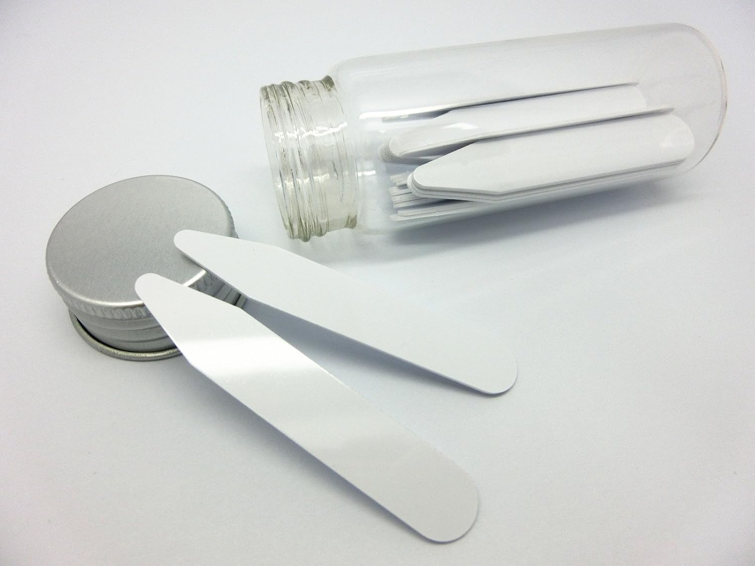 Lary 28 Pcs Plastic Collar Bones Shirt Stays in Glass Bottle Collar Stays Length 2.5 inches