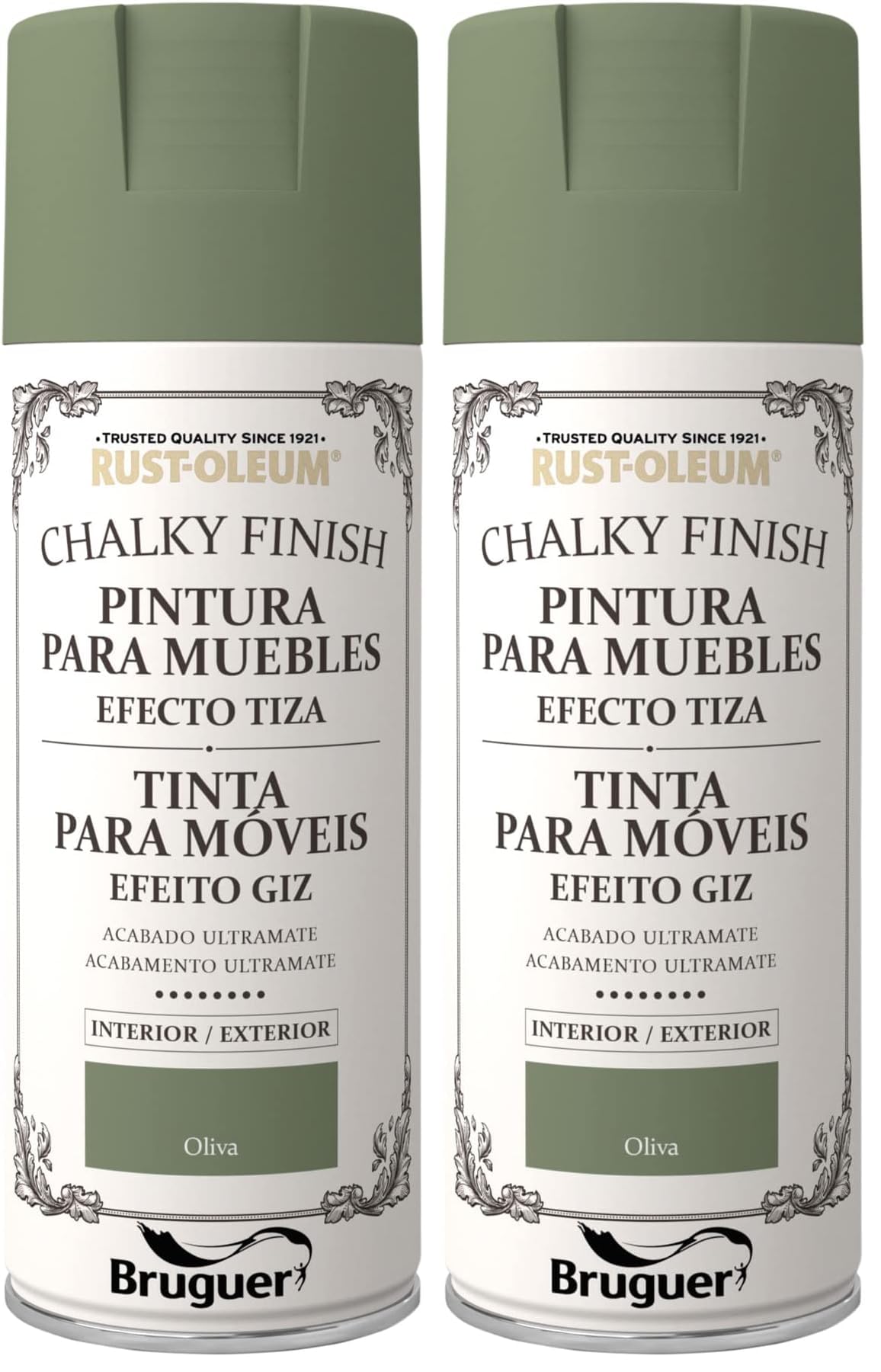Pintura para muebles sin lijar Bruguer Rust-Oleum spray verde oliva evita marcas de brocha