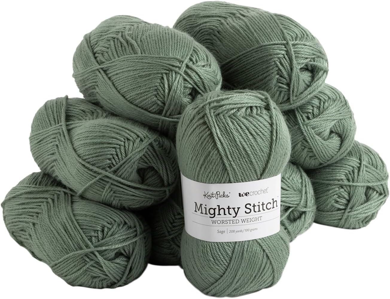 Knit Picks Mighty Stitch Acrylic and Superwash Wool Blend Worsted Weight White Yarn Pack - 10 skeins of 100g Each - 2080 Yards Total (White)