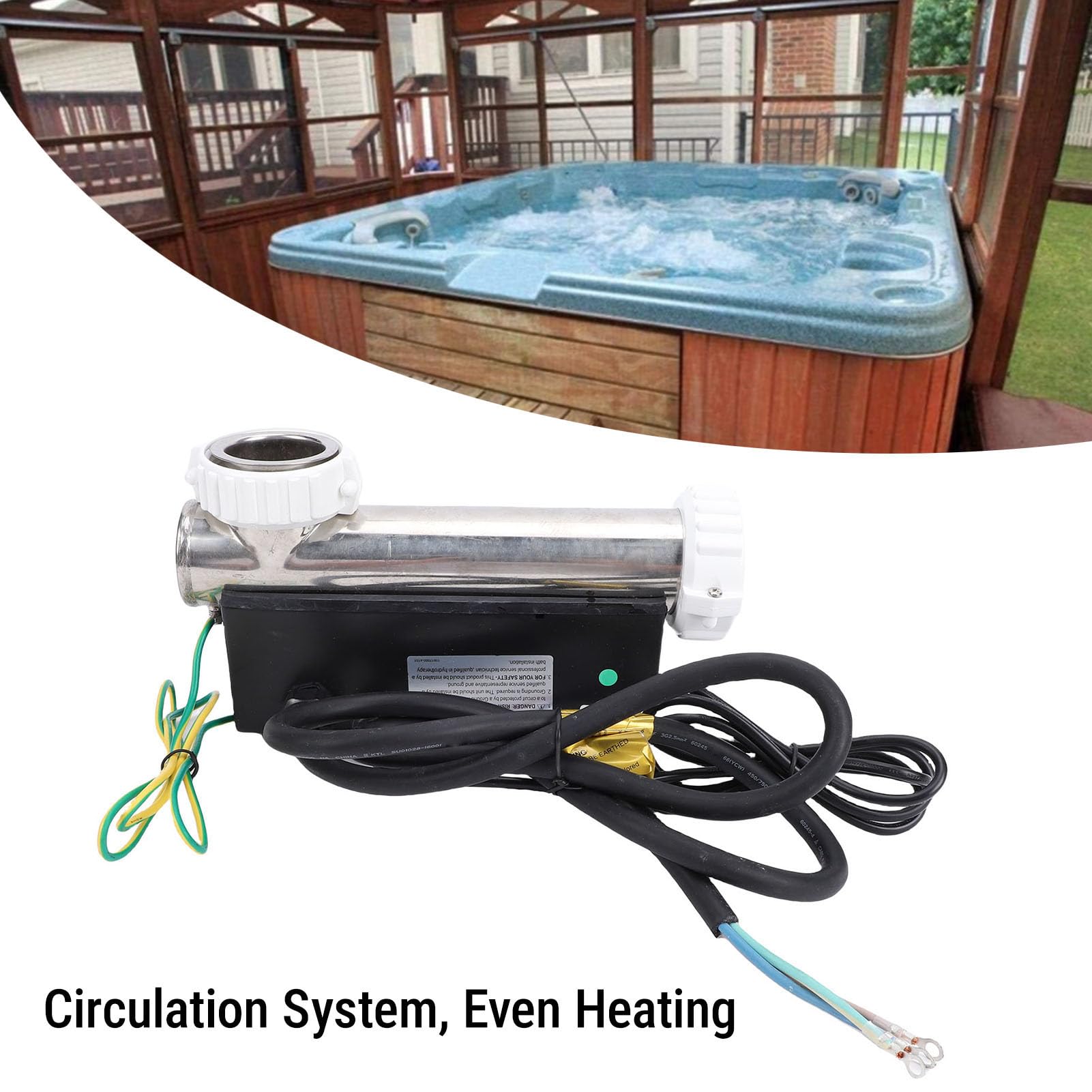 Sonew 3KW Wanna z Hydromasażem Termostat Grzejnik Regulator Temperatury Ogrzewania do Przenośnego Basenu Wanna SPA 1280L pojemność Stal Nierdzewna IPX5