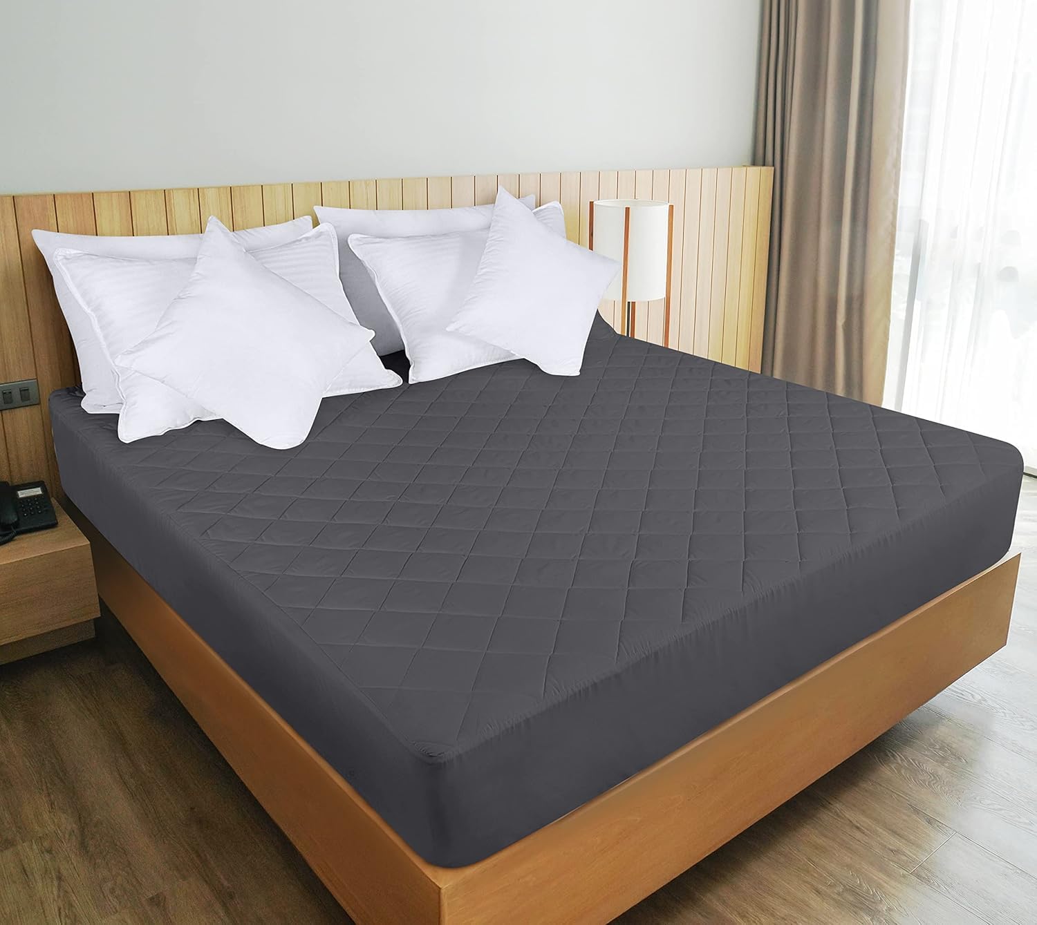 IVAZA Waterproof Queen Size 72 x72 inch Cotton Quilted Mattress Protector Breathable Hypoallergenic Noiseless Ultra Soft Elastic Fitted Bed Protector Mattress/Bed Cover (Queen 72 x72 inch |) Silver-image-21