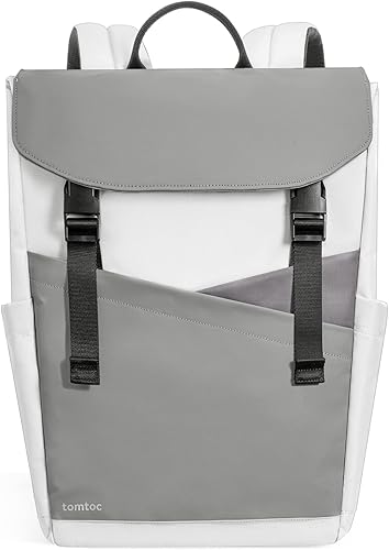 Miniatura 1 de tomtoc Flap - Mochila para laptop, ligera, resistente al agua, para la escuela universitaria, casual, para MacBook de 13 a 16 pulgadas, 18 L, Gris,