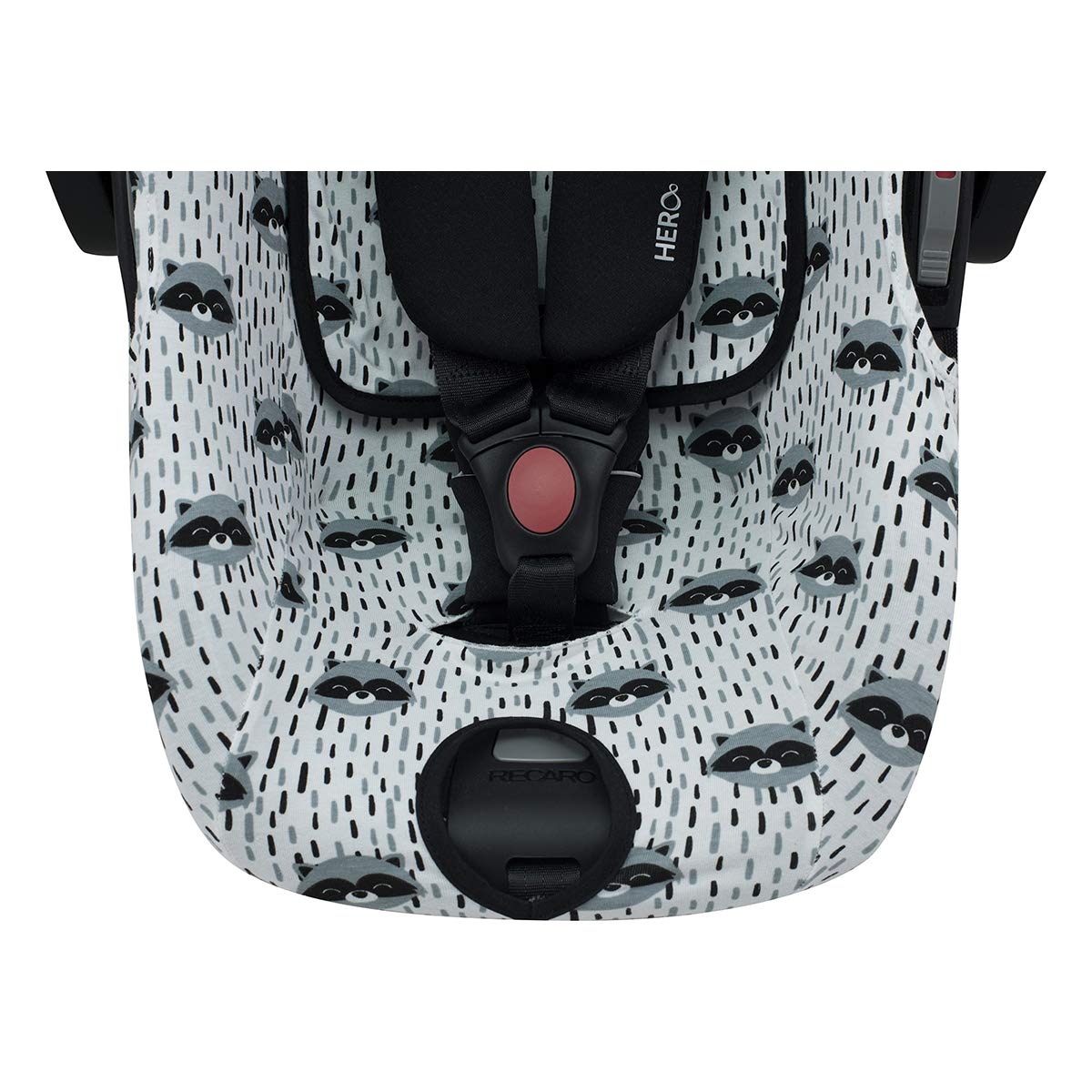 JYOKO KIDS Funda de algodón para silla de coche compatible con Maxi Cosi Recaro Zero, I-Size y Funda de algodón para reductor talla 0 (Raccoon)