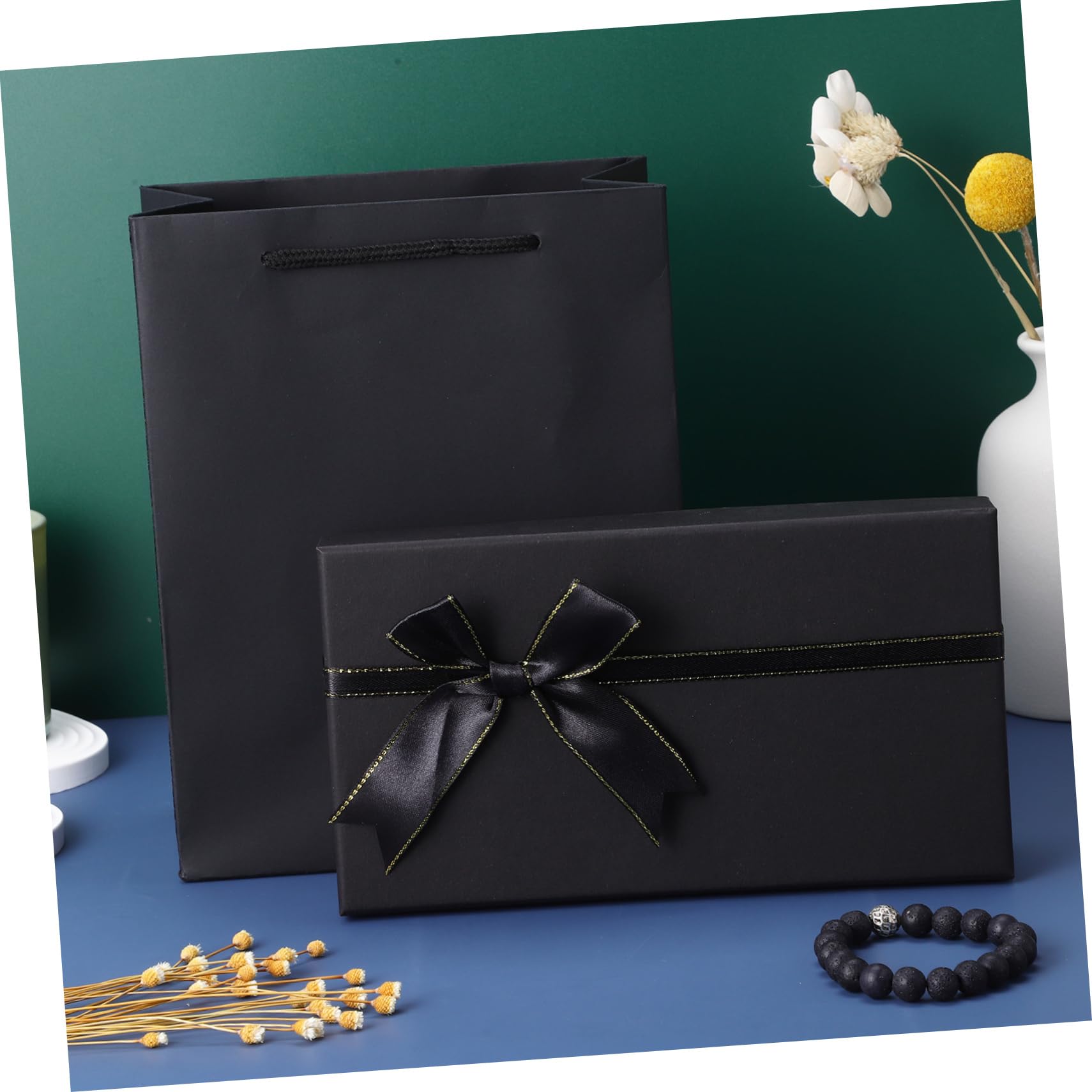 Ciieeo 5 Stück Schwarze mit Schleife Tragetasche für Geburtstage Hochzeiten und Weihnachten Handhaben