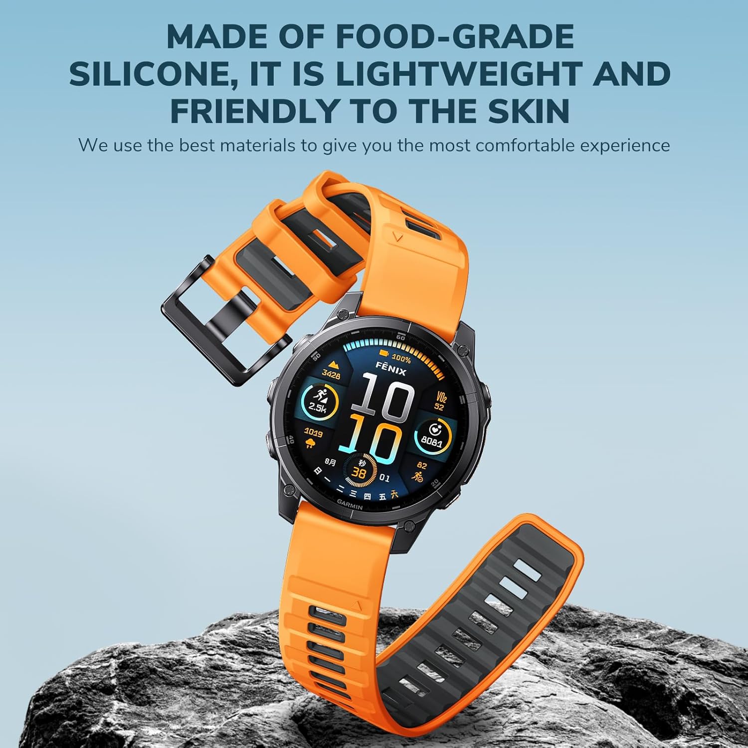 NotoCity Sport Band Compatible with Fenix 6X Pro Band,26mm QuickFit Silicone Watch Band for Fenix 7X/7X Pro Sapphire Solar/6X/5X/5X Plus/Fenix 8 51mm/Fenix 3/Tactix//Descent MK2i/Quatix/Enduro - Image 4