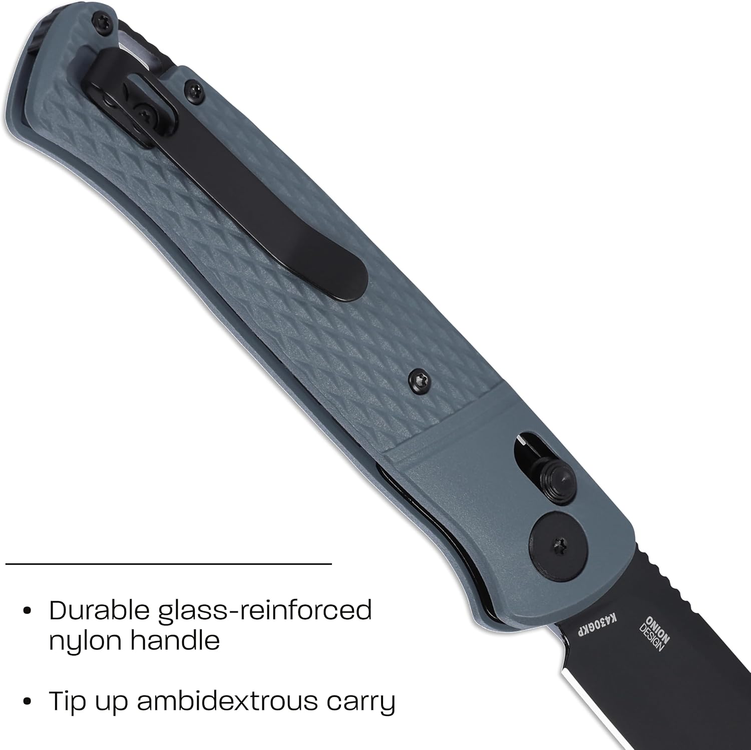 CRKT Counterpart Everyday Carry Folding Knife with Crossbar Lock: Black 12C27 Steel Plain Edge Blade, Gray Glass-Reinforced Nylon Handle, K430GKP