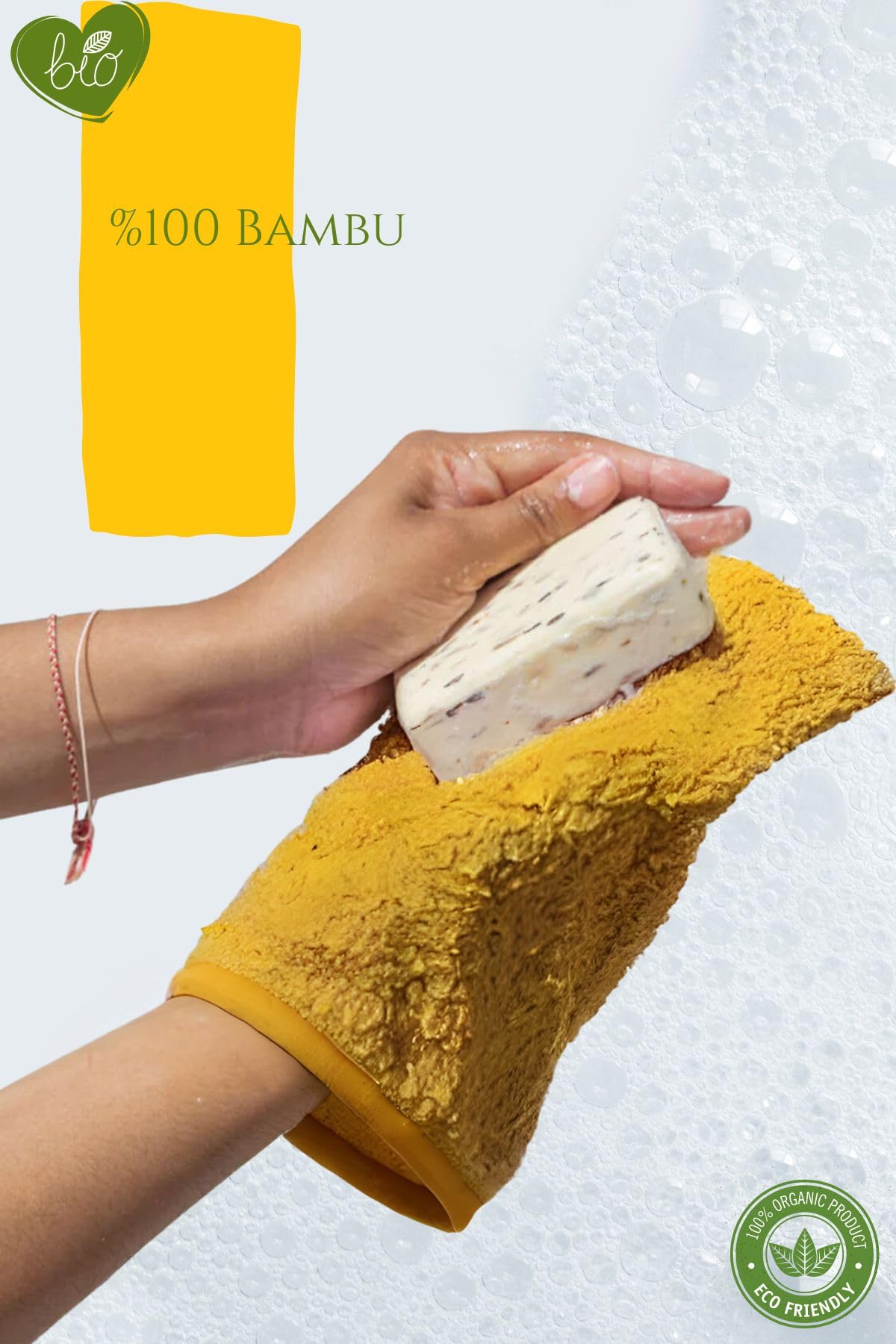 Bambu Kese Banyo Lifi Peeling Vücut Scrub Derin Temizlik Spa Masaj Doğal Bakım Yüz Kese Sarı (Hardal)