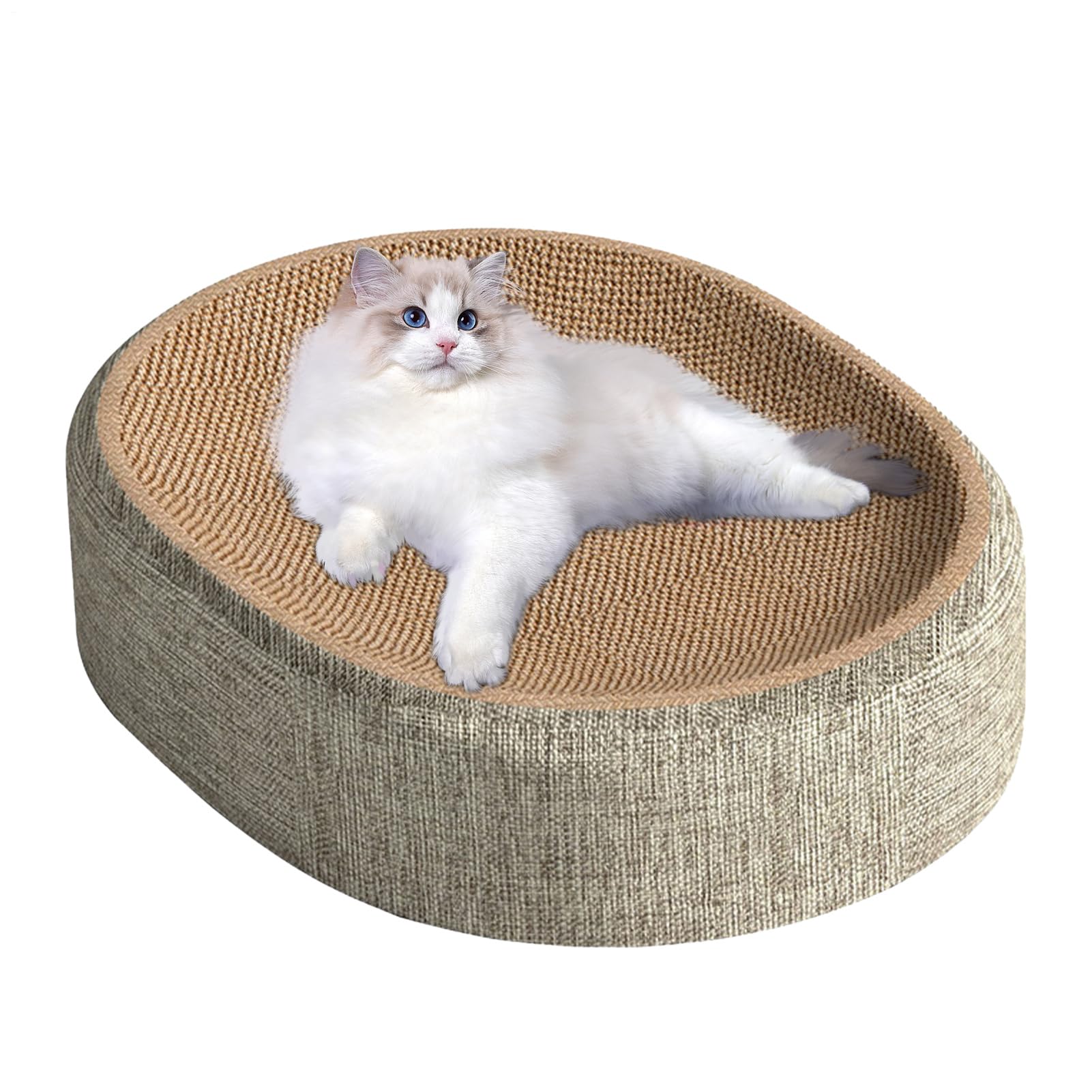 Cat Scratching Board, Oval Cat Scratcher Bed, Sisal Cats Scratch Board Nest, Scratcher Cardboard, Non-slip Base Kitten Bed, Scratch Pad Pet Sleeping Mat, for Rest Play Furniture Protection
