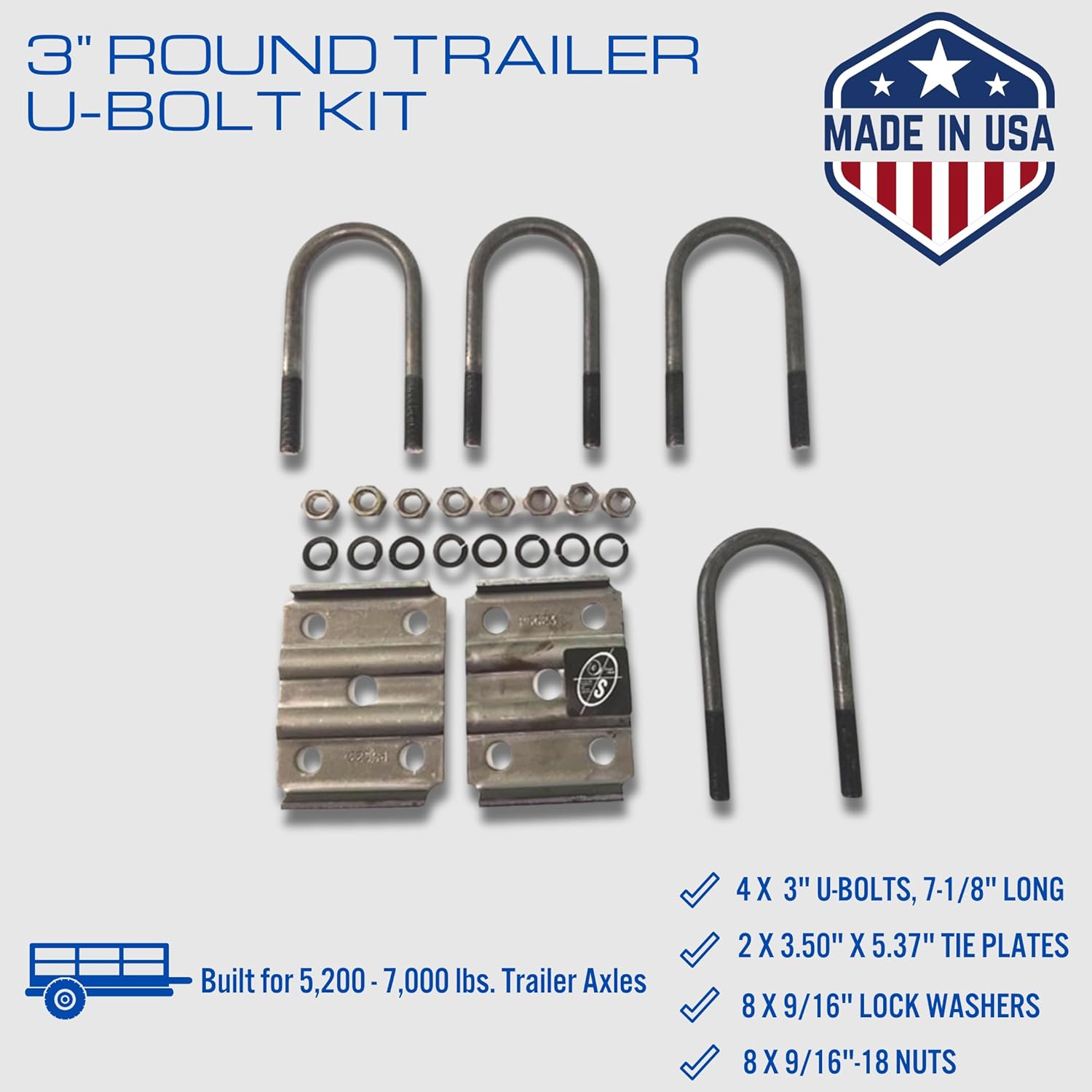 SOUTHWEST WHEEL USA Made 4,400 lbs. Trailer Axle Suspension Kit Incl. Leaf Springs, Hanger & U-Bolt kit