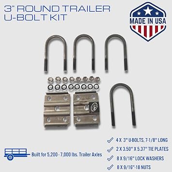 SOUTHWEST WHEEL USA Made 4,400 lbs. Trailer Axle Suspension Kit Incl. Leaf Springs, Hanger & U-Bolt kit