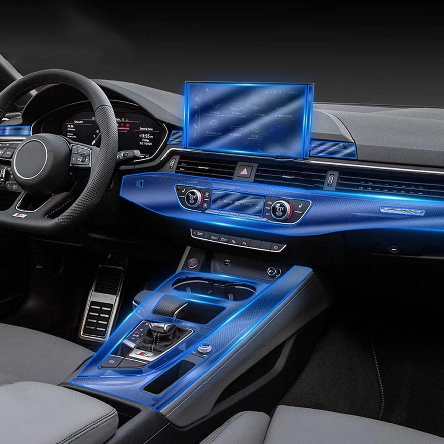 Protection TPU console Audi A5 S5 2021 contre les rayures
