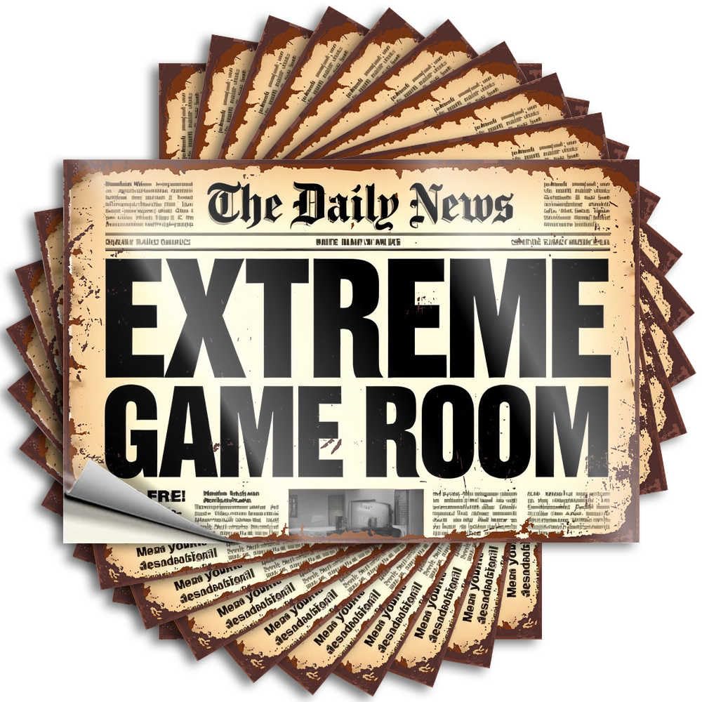Tattoo Positive Guest Case Extreme Game Room: The Daily News - No Residue Decals for Boys(8X12CM)