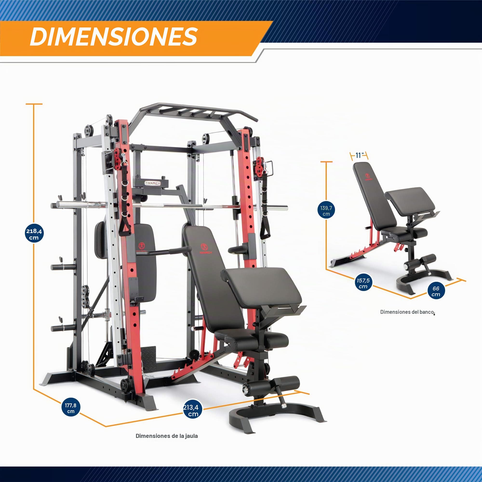 MARCY Smith Machine - Soporte multiusos para sentadillas para gimnasio en casa, sistema de entrenamiento con barra de dominadas, de pie y estación de minas terrestres