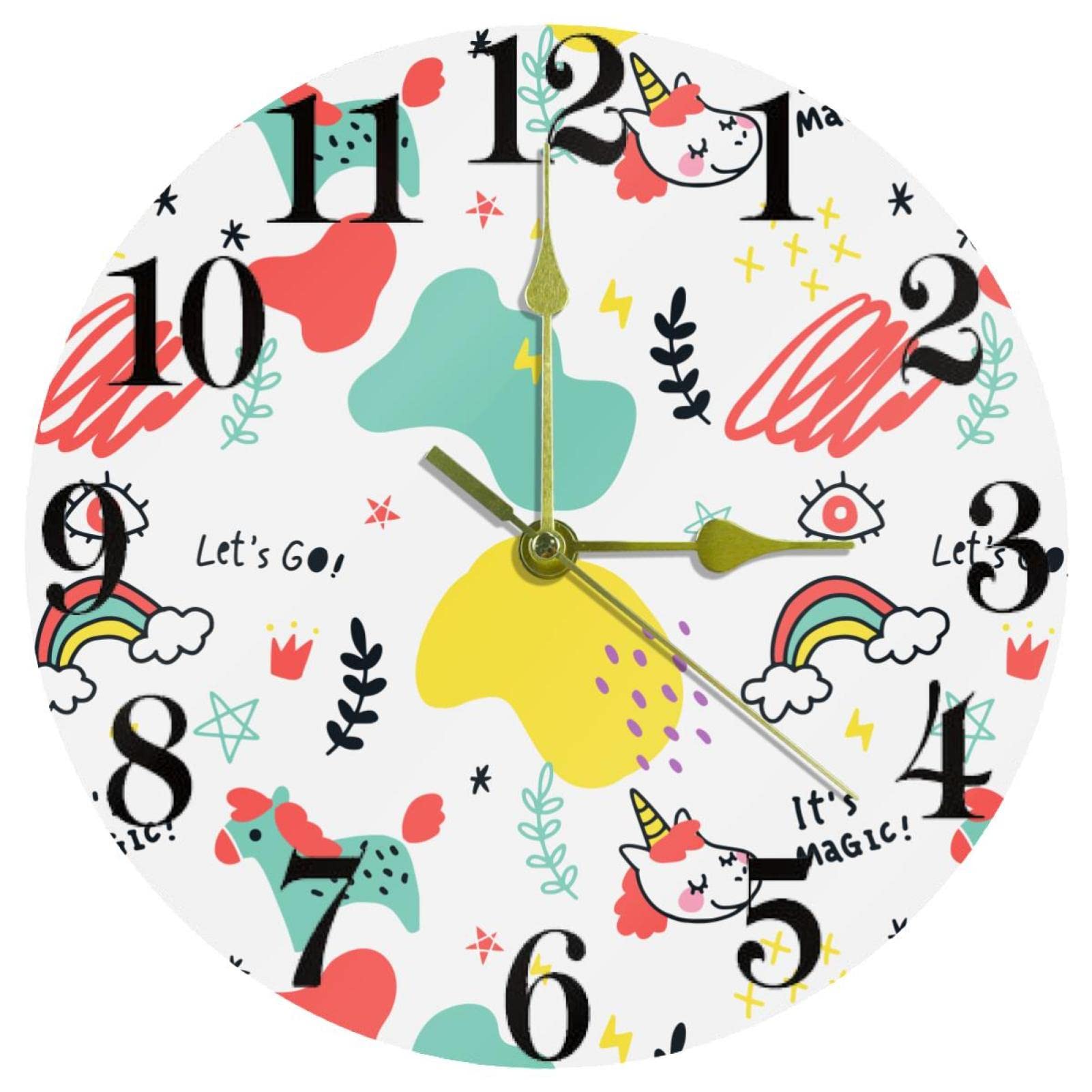 Pendule murale cuisine et salon ronde 25 cm au motif animaux design fait main