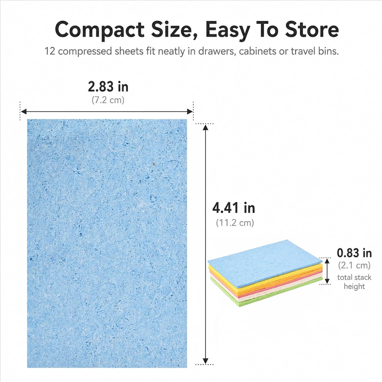 12 Count Compressed Kitchen Sponges, Biodegradable Non-Scratch Reusable Cleaning Sponges, Space Saving Sponges for Kitchen Bathroom Car, Space Saving DIY Cuttable Sponges image 2