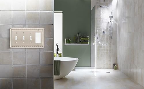 Vista 22 de Henne Bery Sunken Pearls - placa decorativa de pared para interruptor (Palanca simple, 2 unidades, níquel satinado)