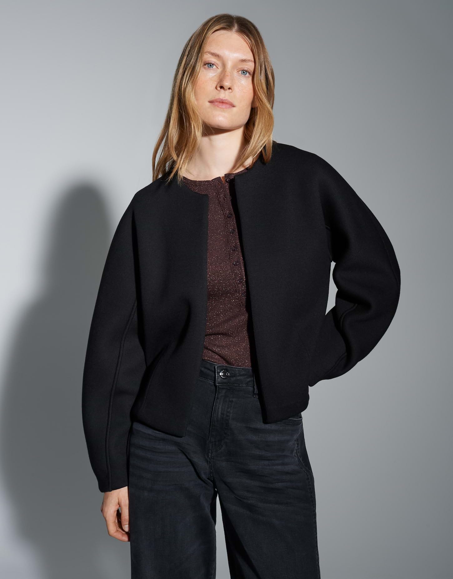 OPUS Damen Sweatshirt | GEMURI Boxy Sweatjacke aus Scuba Sweat