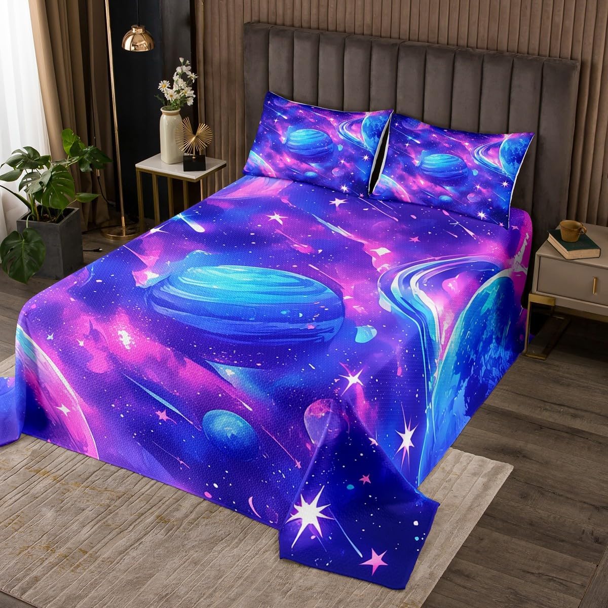 Homewish Cartoon Gamepad Bedspread Twin Size,Colorful Graffiti Gamepad Bedding Set 2Pcs,Video Games Comforter Set for Kids Boys Girls Teens Room Decor,Fashion Gamer Quilt Coverlet,1 Pillowcase