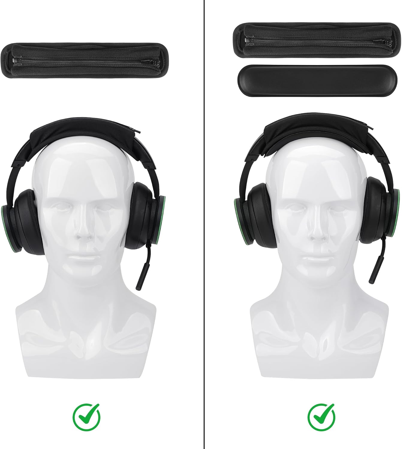 Geekria Hook and Loop Headband Cover + Pad Set, Protector with Zipper Closure Compatible with Medium Sized Headphones, Easy DIY Installation (Protein Leather/Black) - Image 2