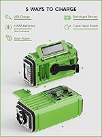 Vista 4 de Raynic - Radio meteorológica, radio de emergencia con manivela solar de 5000 mAh/18500 mWh, radio de alerta meteorológica AM/FM/SW/NOAA con batería