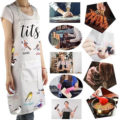 Miniatura 6 de MBMSO Delantal de tetas con bolsillos, delantal de cocina para observación de aves para amantes de las aves