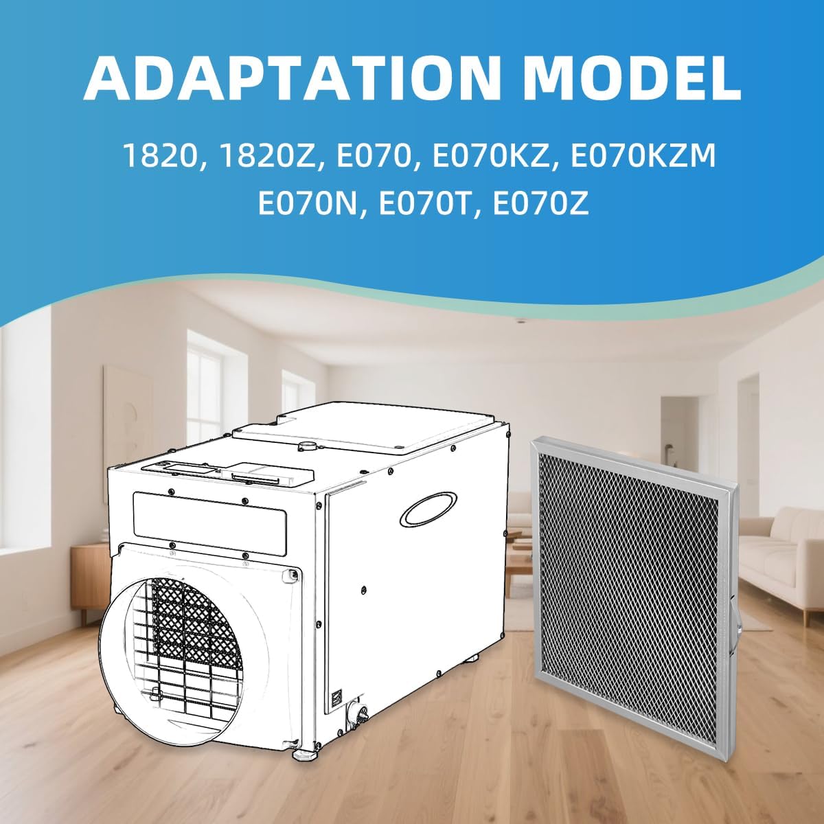E070 5695 Washable MERV 8 Dehumidifier Replacement Filter Compatible with Whole-House Dehumidifiers 1820 1820Z E070 E070KZ E070KZM E070N E070Z E070T Size 8 x 11.5 x 1 inch 2 Packs