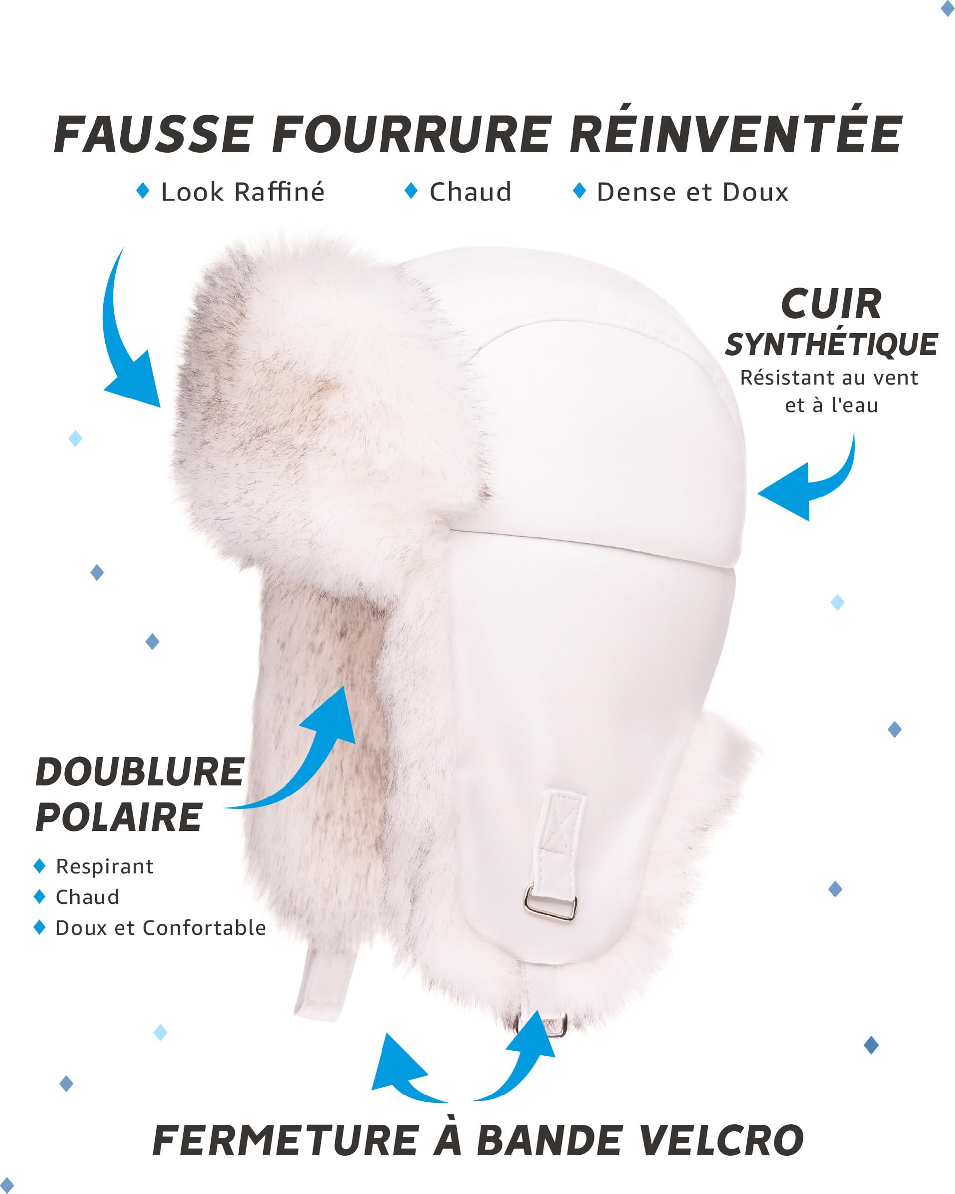 Futrzane Chapeau de Trappeur en Cuir - Chic Chapka Femme Hiver Chaud Fourrure