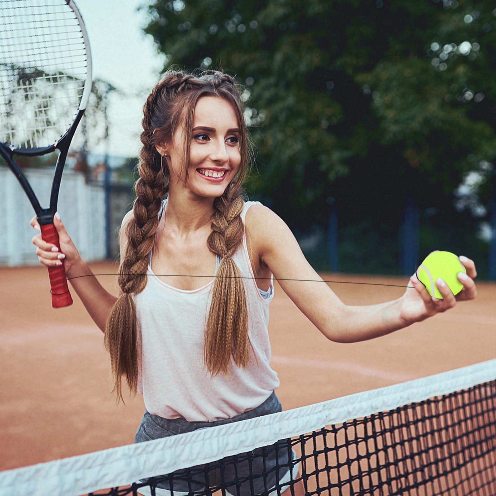 Akozon Balle de Tennis Balle de Formation pour débutants avec Corde en Caoutchouc élastique 4M pour la Pratiqueballe Tennis avec Corde Ball Balle de Tennis pour Garage