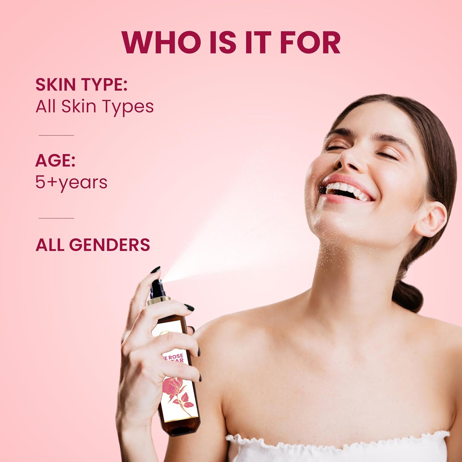 My Ace Rose Nectar Face Mist – Hydrating Toner & Rose Water Spray with Niacinamide & Licorice | Alcohol-Free Natural Face Mist for Soothing, Refreshing & Brightening Skin – 3.38 fl oz - Image 4