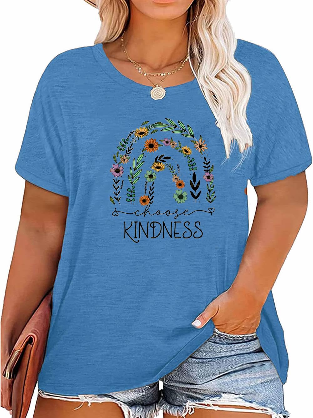Women's Plus Size T-Shirt Good Day Floral Funny Printed Summer Casual Cute Short Sleeve Tees Tops